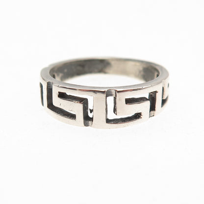 925 Sterling Silver Vintage Greek Maze Oxidized Ring Size 7