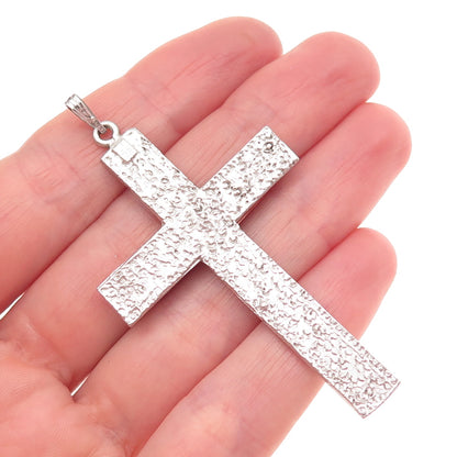 925 Sterling Silver Vintage Nugget Cross Pendant