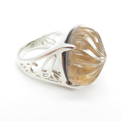 925 Sterling Silver Real Doublet Tiger Eye Gemstone Ring Size 6.25