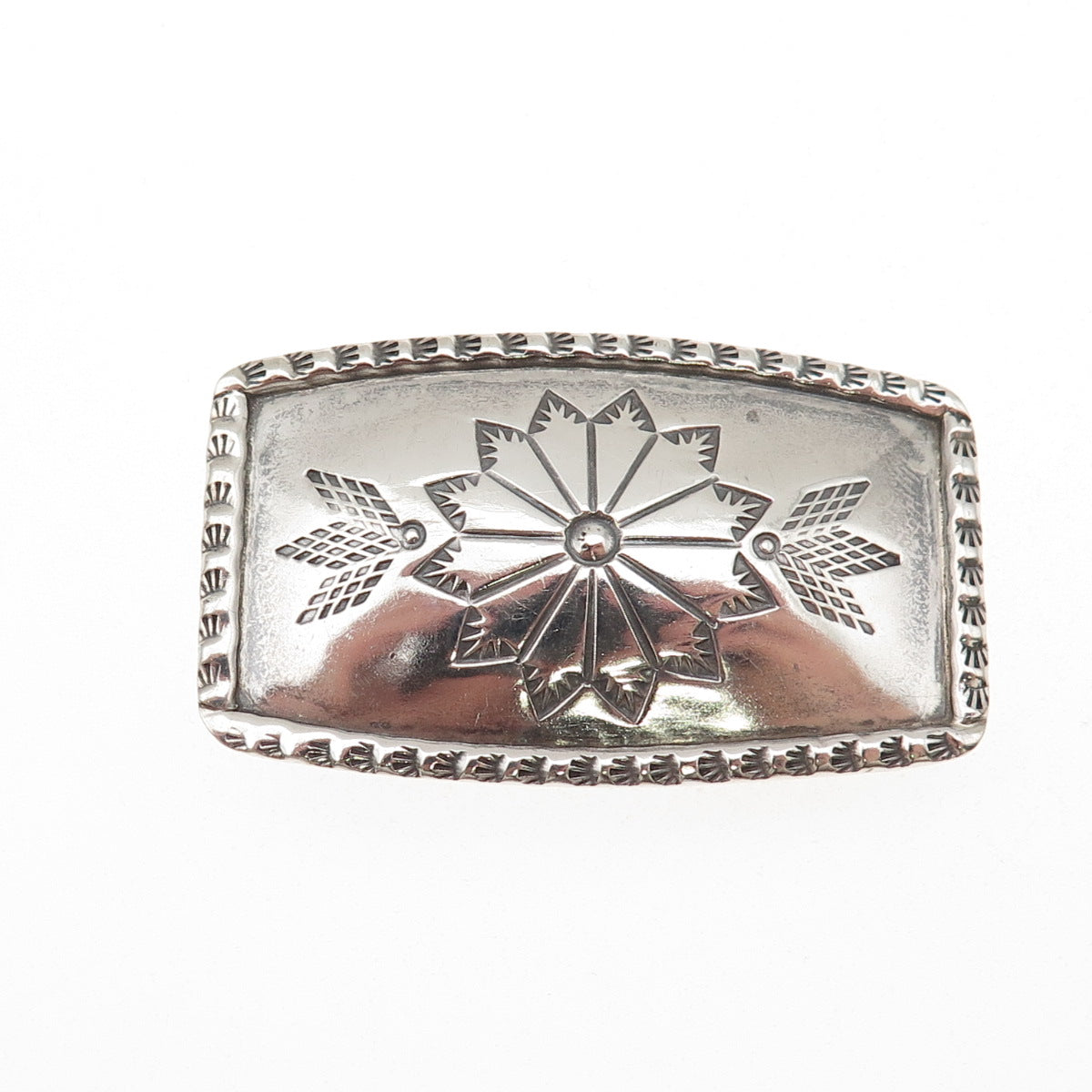 Larson & Bertha Blackgoat Navajo Old Pawn Sterling Silver Vintage Belt Buckle