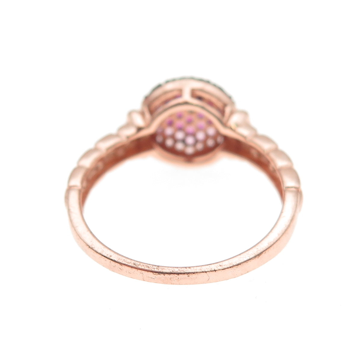 925 Sterling Silver Rose Gold Plated Lab-Created Ruby & Pink C Z Ring Size 7.25