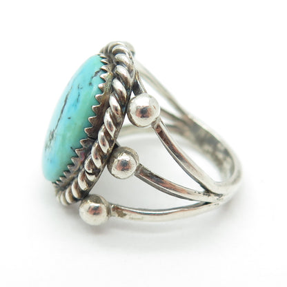 THOMAS CARUSETTA Old Pawn 925 Sterling Silver Vintage Real Turquoise Ring Size 7