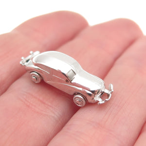 925 Sterling Silver Vintage Retro Car 3D Mini Charm Pendant