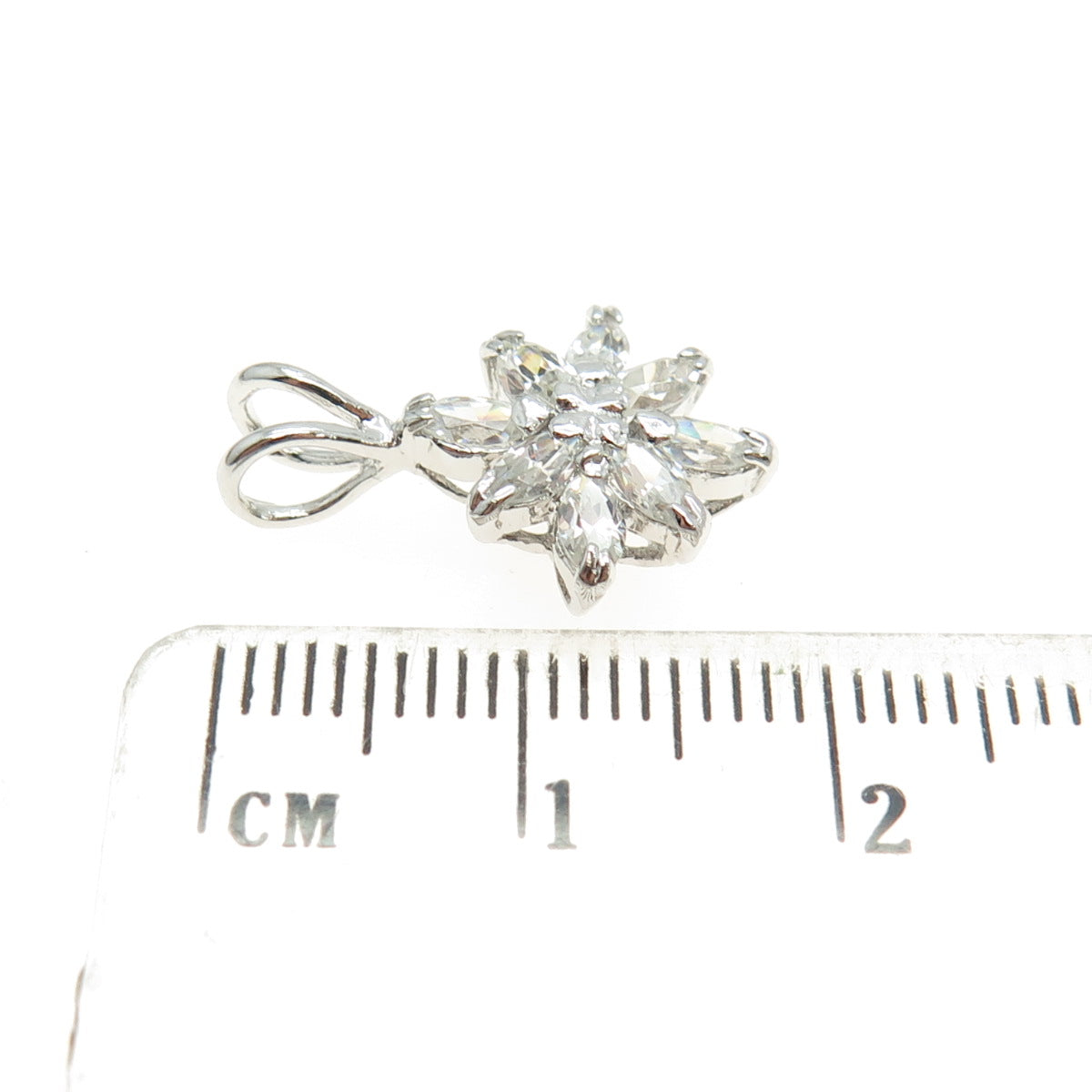 925 Sterling Silver Marquise-Cut Shaped C Z Pendant