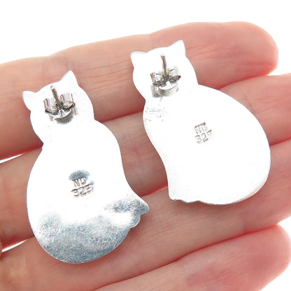 CHAPAL ZENRAY 925 Sterling Silver Vintage Cat Modernist Earrings