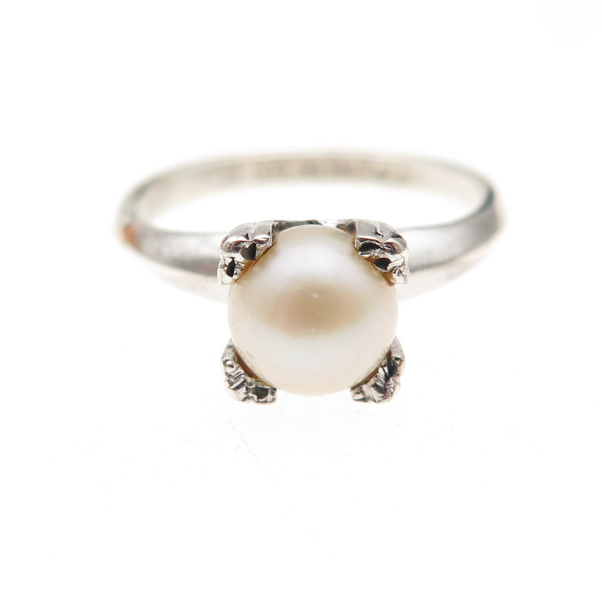 Clark & Coombs 925 Sterling Silver Antique Art Deco Real Pearl Ring Size 5.25