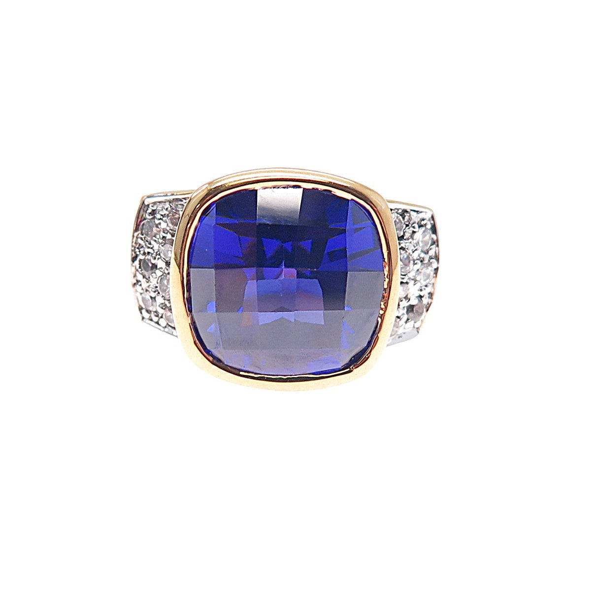 925 Sterling Silver Gold Plated Purple & White C Z Ring Size 7