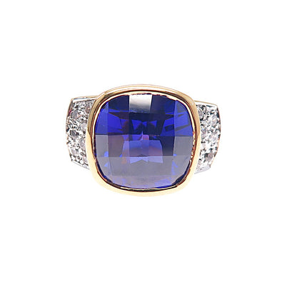 925 Sterling Silver Gold Plated Purple & White C Z Ring Size 7