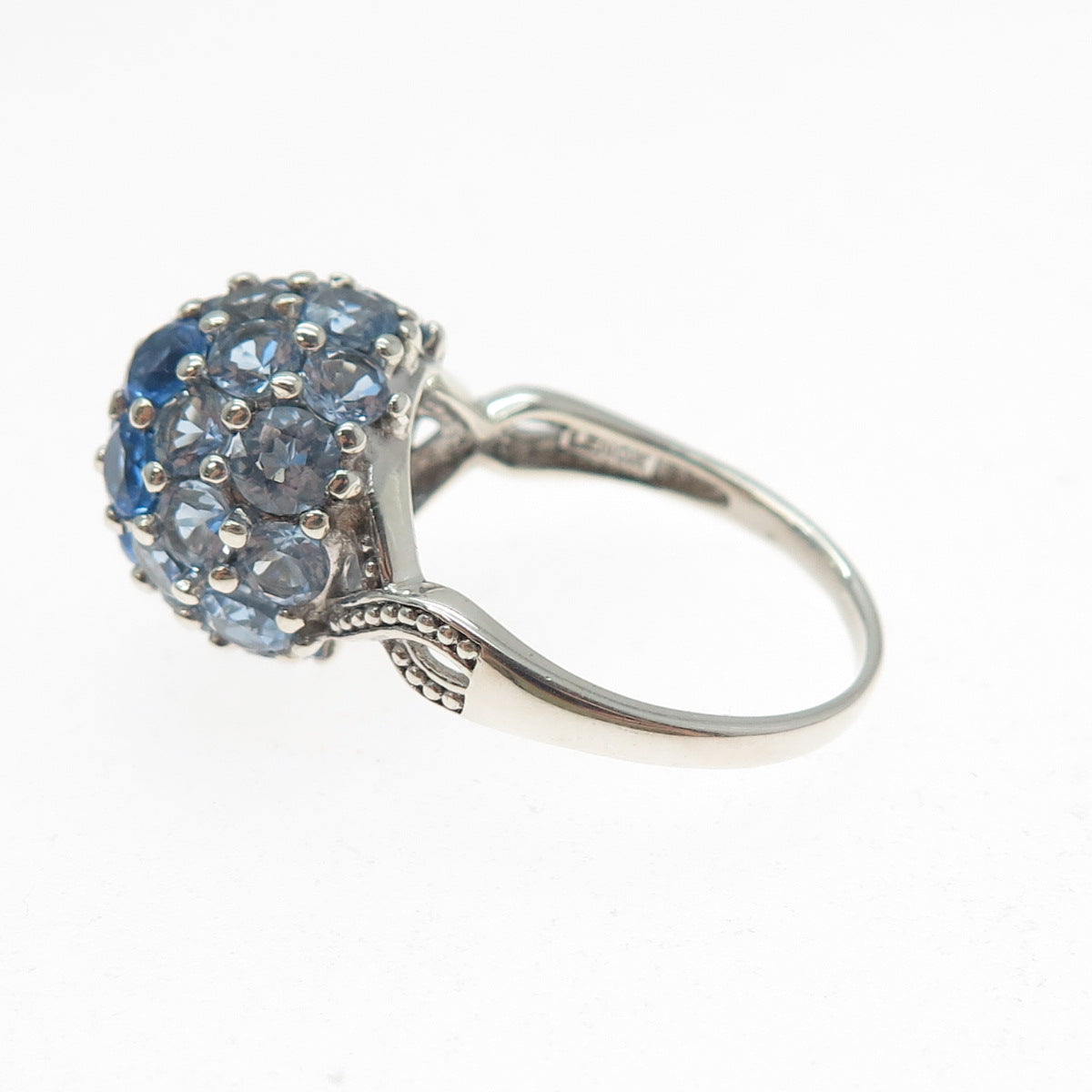 LENOX Sterling Silver Real Round-Cut Tanzanite & Apatite Cluster Ring Size 10.5
