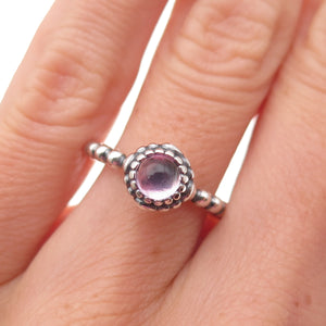 Pandora Sterling Silver Real Amethyst February Birthday Blooms Ring Size 5.25