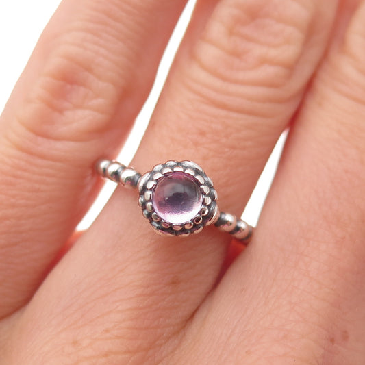 Pandora Sterling Silver Real Amethyst February Birthday Blooms Ring Size 5.25