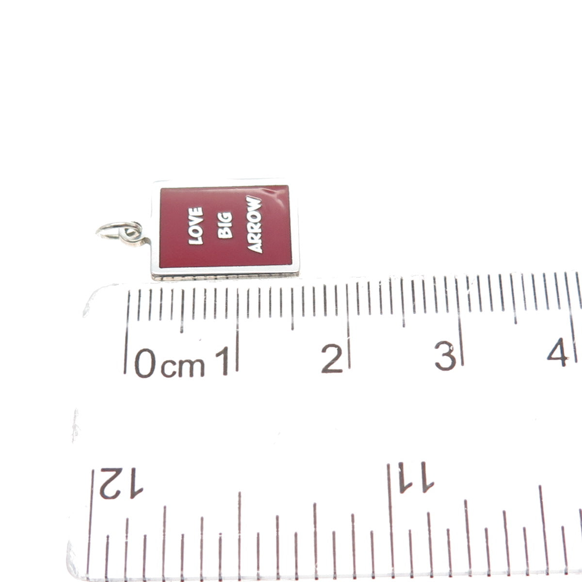 925 Sterling Silver Red Enamel Love Big Arrow Minimalist Charm Pendant