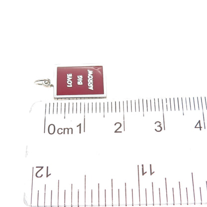 925 Sterling Silver Red Enamel Love Big Arrow Minimalist Charm Pendant