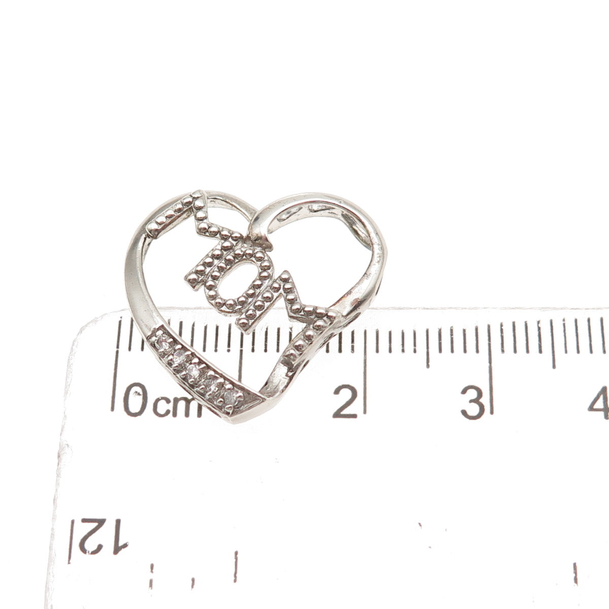 925 Sterling Silver Real Round-Cut Diamond Mom Heart Mini Slide Charm Pendant