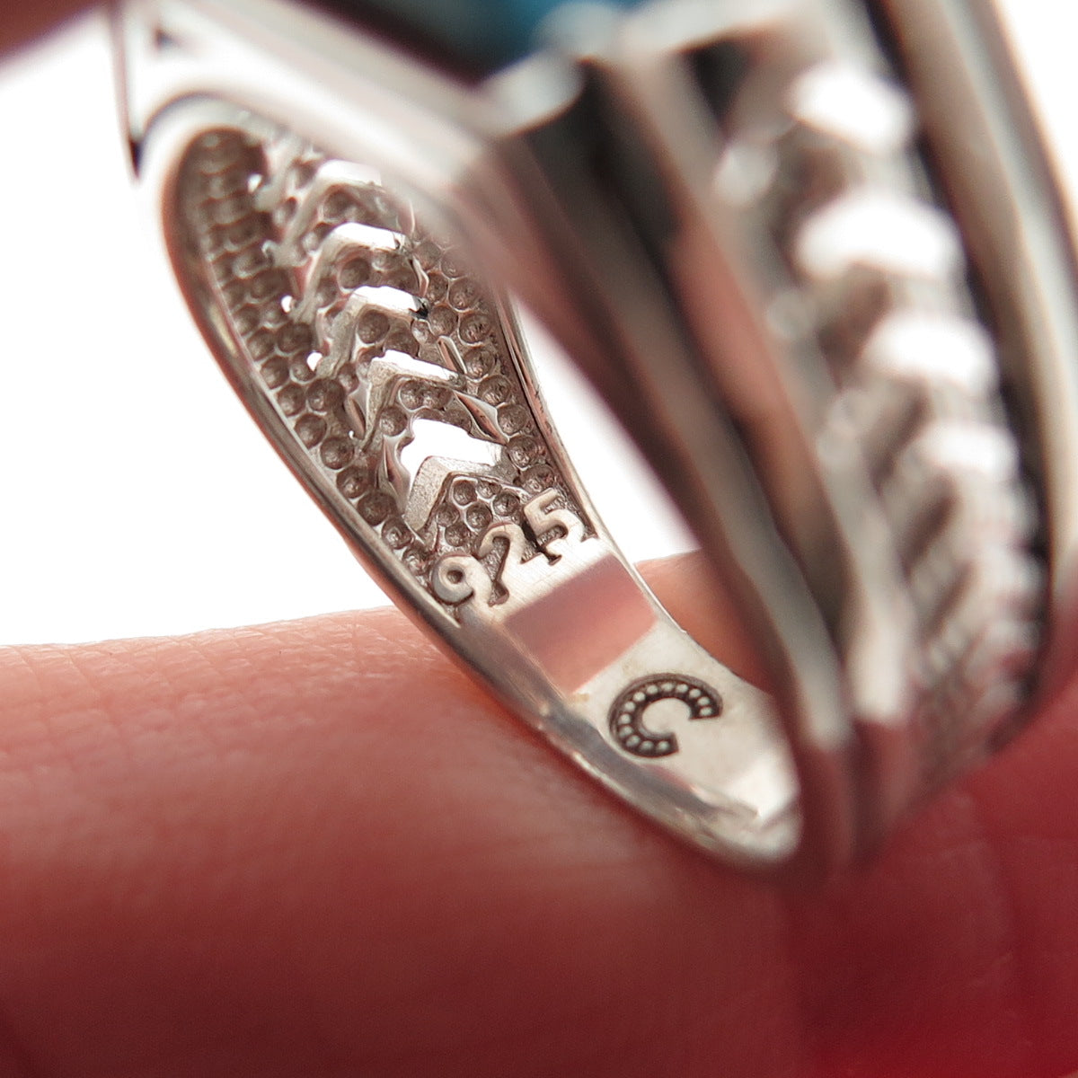 CHIMODA 925 Sterling Silver Real Turquoise Arrow Ring Size 7