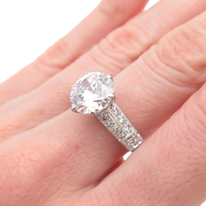 925 Sterling Silver Round-Cut C Z Engagement Ring Size 8