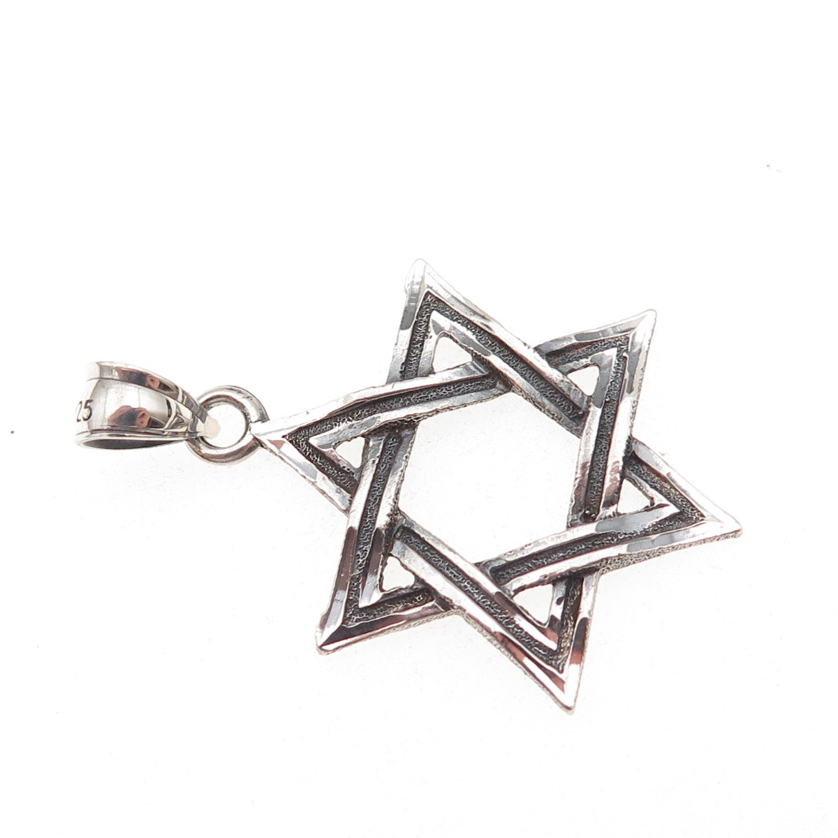 One Of A Kind 925 Sterling Silver Vintage Star of David Oxidized Charm Pendant