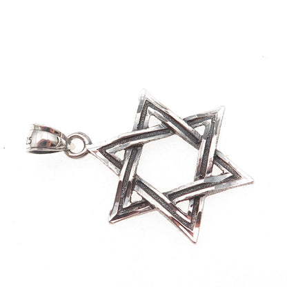 One Of A Kind 925 Sterling Silver Vintage Star of David Oxidized Charm Pendant