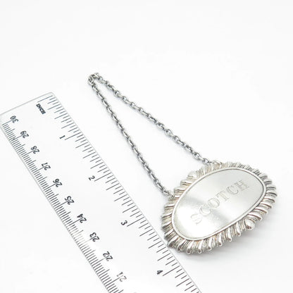 925 Sterling Silver Vintage "Scotch" Ornate Bottle Tag