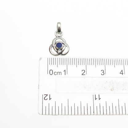 FRANKLIN MINT Sterling Vintage 1998 Real Lapis Celtic Trinity Knot Mini Pendant