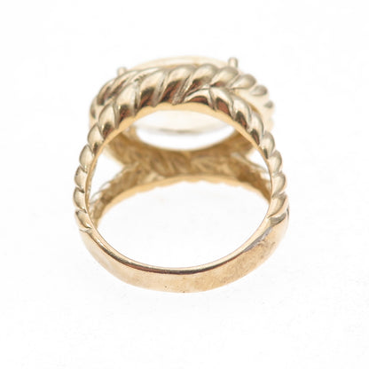 925 Sterling Silver Gold Plated Vintage Real Oval-Cut Citrine Ring Size 7.25