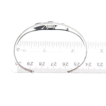 Old Pawn 925 Sterling Silver Vintage Turquoise Feather Adjustable Bracelet 6"