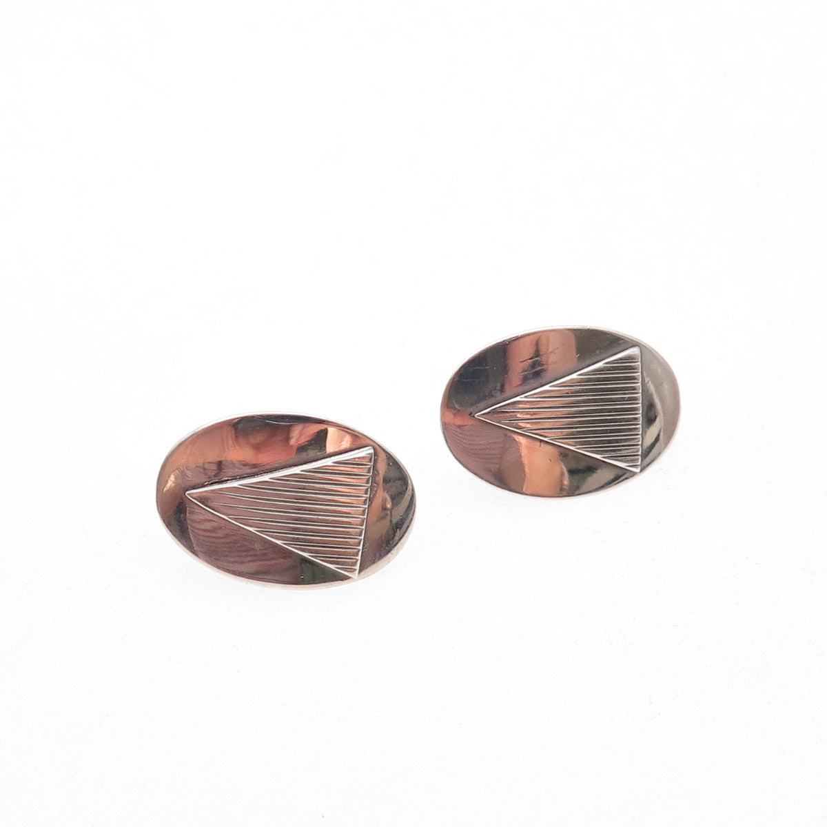 Leonore Doskow 925 Sterling Silver 14K Gold Posts Vintage Modernist Earrings