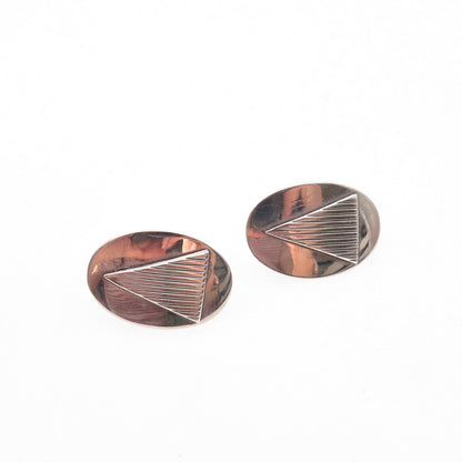 Leonore Doskow 925 Sterling Silver 14K Gold Posts Vintage Modernist Earrings