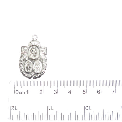 925 Sterling Silver Antique St. Mary St. Christopher & Jesus Medal Charm Pendant