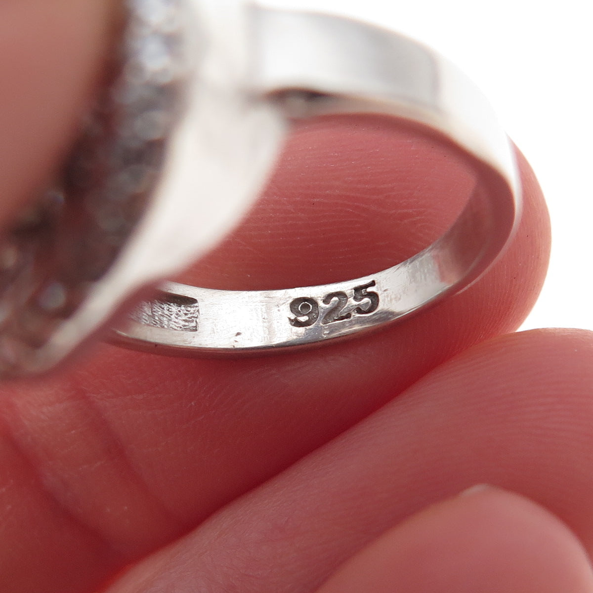 925 Sterling Silver Round-Cut C Z Sparkle Ring Size 6.75