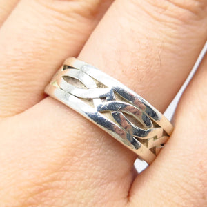 925 Sterling Silver Vintage Celtic Band Ring Size 9.75