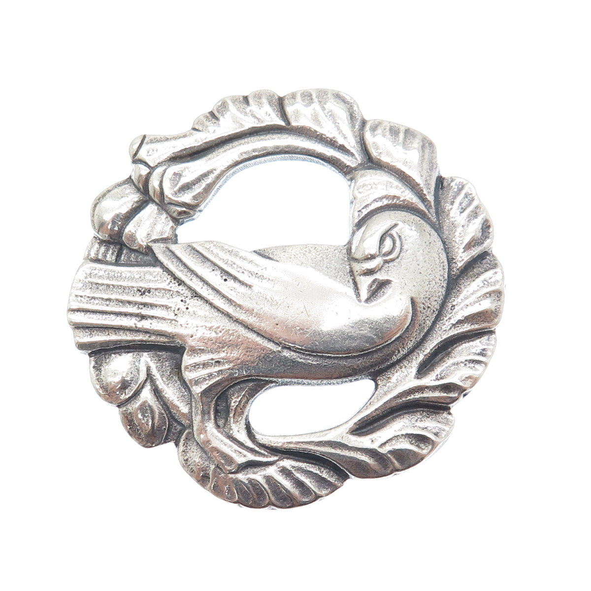 925 Sterling Silver Vintage Dove Bird Oxidized Pin Brooch