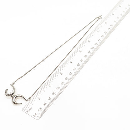 925 Sterling Silver Vintage Modernist X Oxidized Spiga Chain Necklace 16"