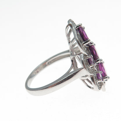 CHUCK CLEMENCY 925 Sterling Silver Real Amethyst & White Topaz Ring Size 7.25