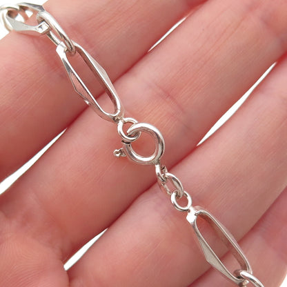 925 Sterling Silver Vintage Modernist Paperclip Link Bracelet 7"