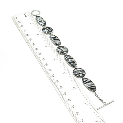 925 Sterling Silver Vintage Modernist Bracelet 7"