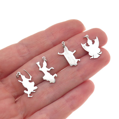 925 Sterling Silver Antique Art Deco Hindu Gods SET of 4 Charm Pendant