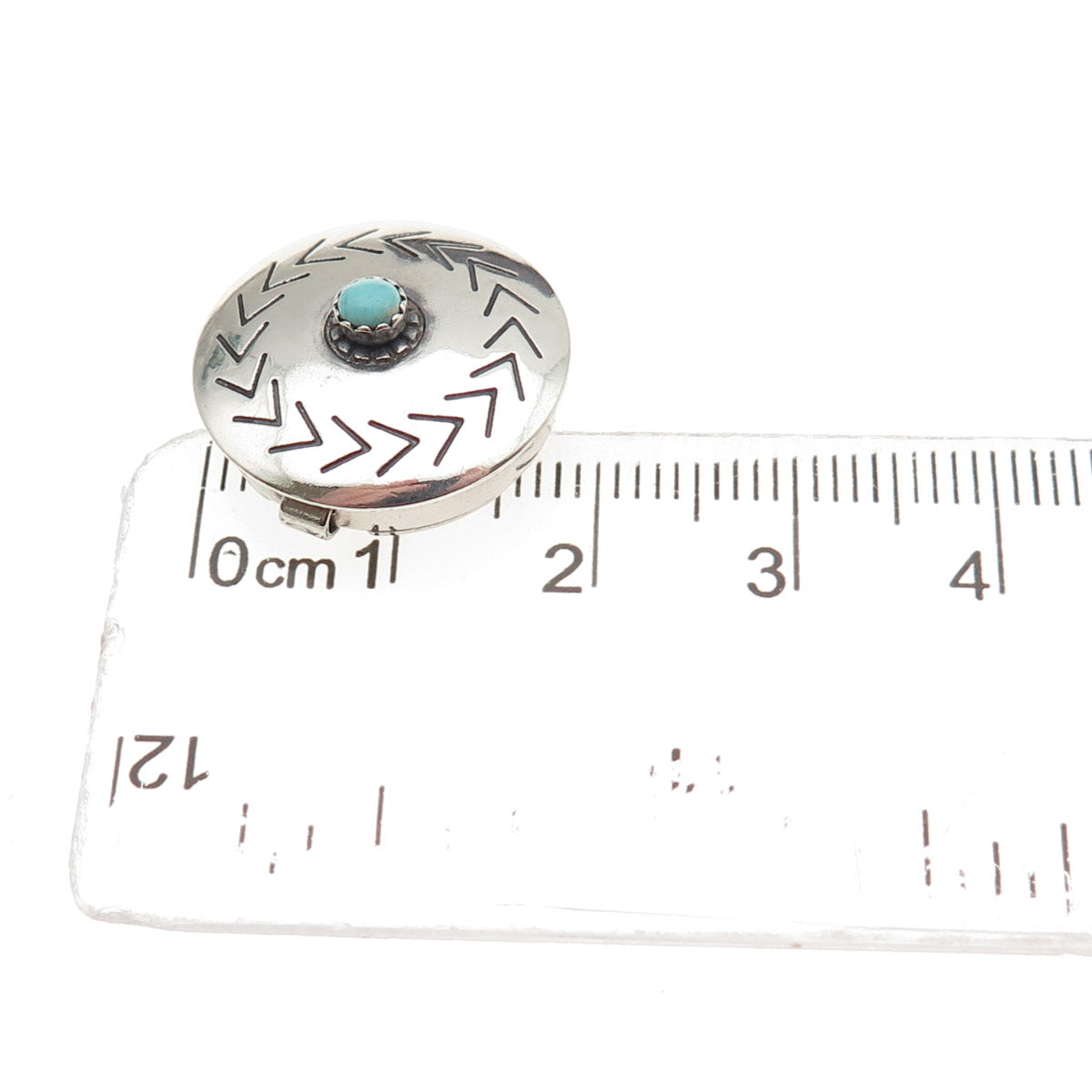 Old Pawn 925 Sterling Silver Vintage Turquoise Snake Eye Concho Clip Button