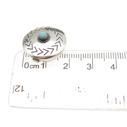 Old Pawn 925 Sterling Silver Vintage Turquoise Snake Eye Concho Clip Button