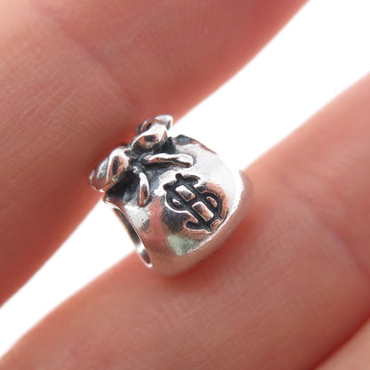PANDORA 925 Sterling Silver Money Bag Slide Bead Charm