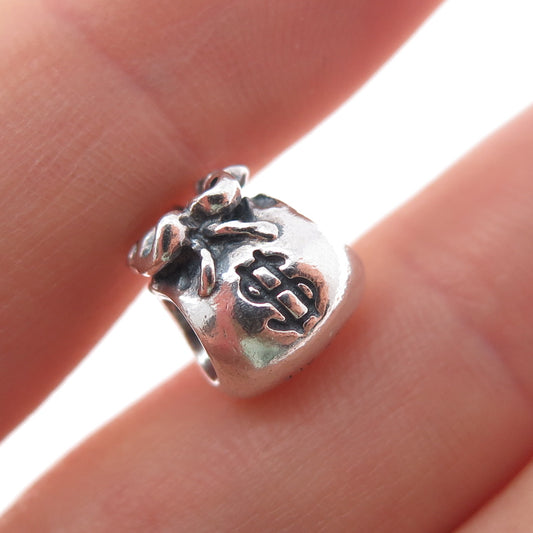 PANDORA 925 Sterling Silver Money Bag Slide Bead Charm