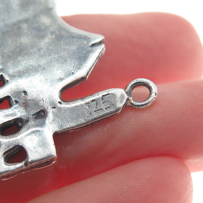 925 Sterling Silver Vintage Jerusalem Centerpiece Oxidized Pendant