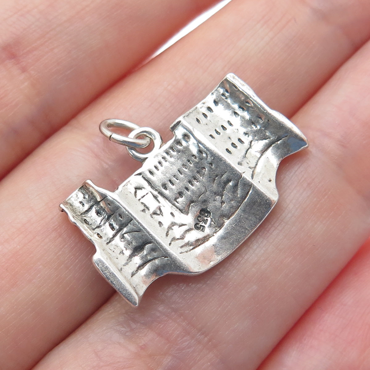 835 Silver Vintage Heidelberg Germany Oxidized Minimalist Charm Pendant