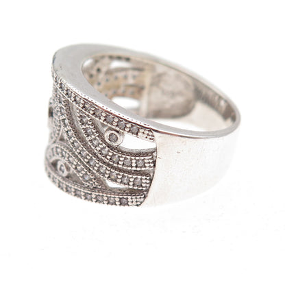 925 Sterling Silver Round-Cut C Z Sparkle Ring Size 7.25