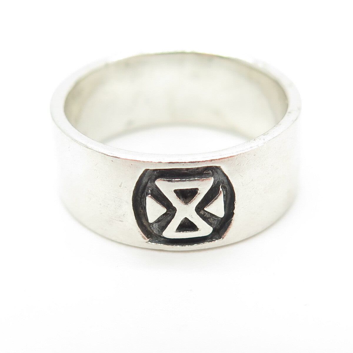 925 Sterling Silver Vintage Viking Rune Band Ring Size 7.25