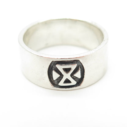 925 Sterling Silver Vintage Viking Rune Band Ring Size 7.25