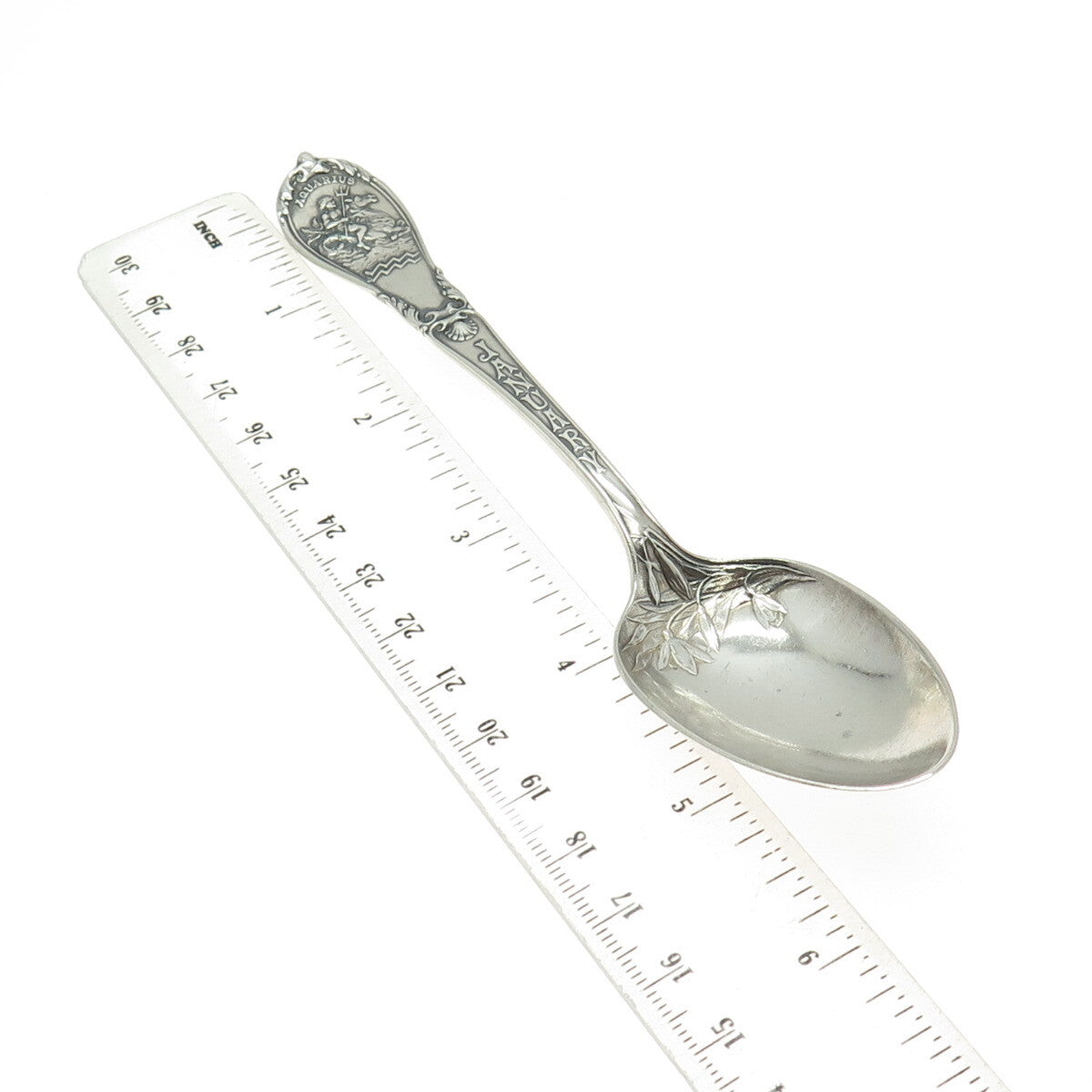 GORHAM 925 Sterling Silver Antique Art Deco Aquarius Zodiac January Coffee Spoon