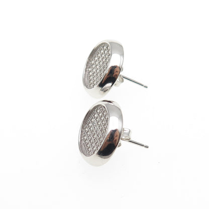 925 Sterling Silver Round-Cut C Z Disc Stud Earrings