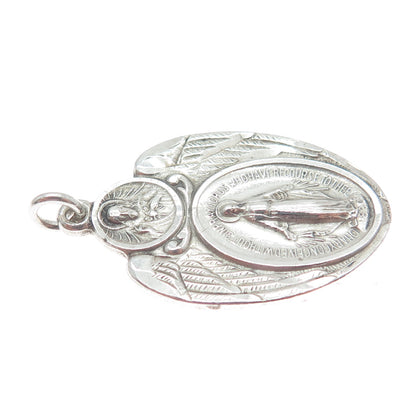 HMH RELIGIOUS MFG 925 Sterling Silver Antique St. Mary Medal Oxidized Pendant