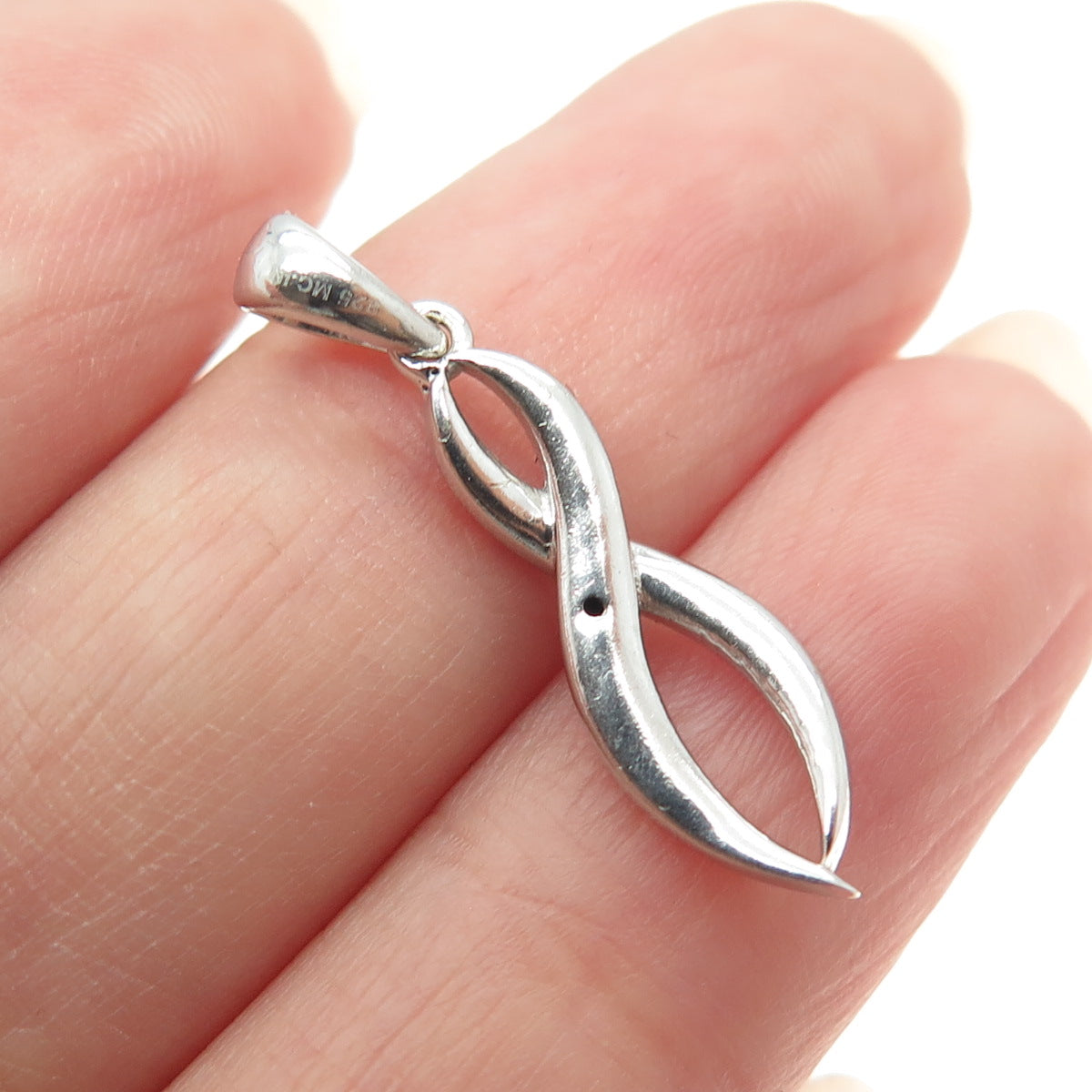 925 Sterling Silver Real Diamond Accent Infinity Minimalist Charm Pendant